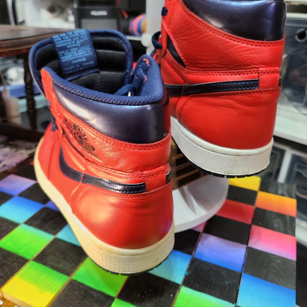 Nike Men's Red and Blue High-Top Sneakers - Picture 5 of 9